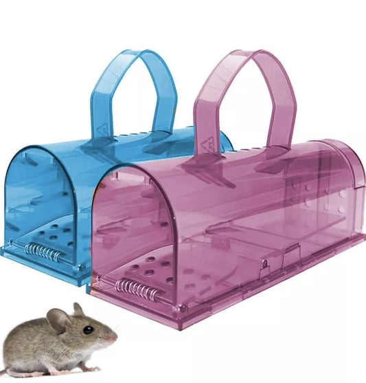 2PCS Humane Mouse Traps, Reusable Live Catchers for Mice Rodent Control Clear Plastic Mouse Traps, 2-Pack Humane Live Catchers for Rodents Reusable 2PCS Humane Mouse Traps, Safe Mice Rodent Catchers for Indoor/Outdoor